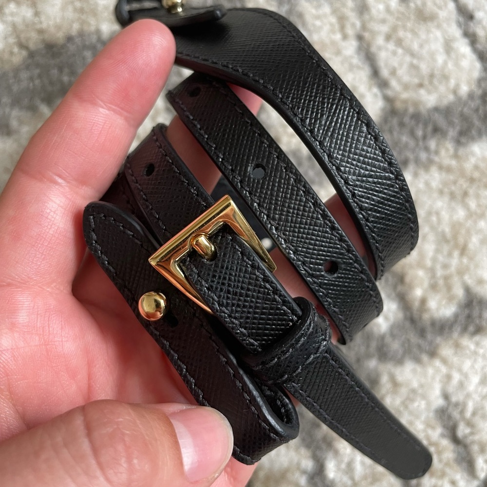 PRADA Black Saffiano Lux Leather Strap